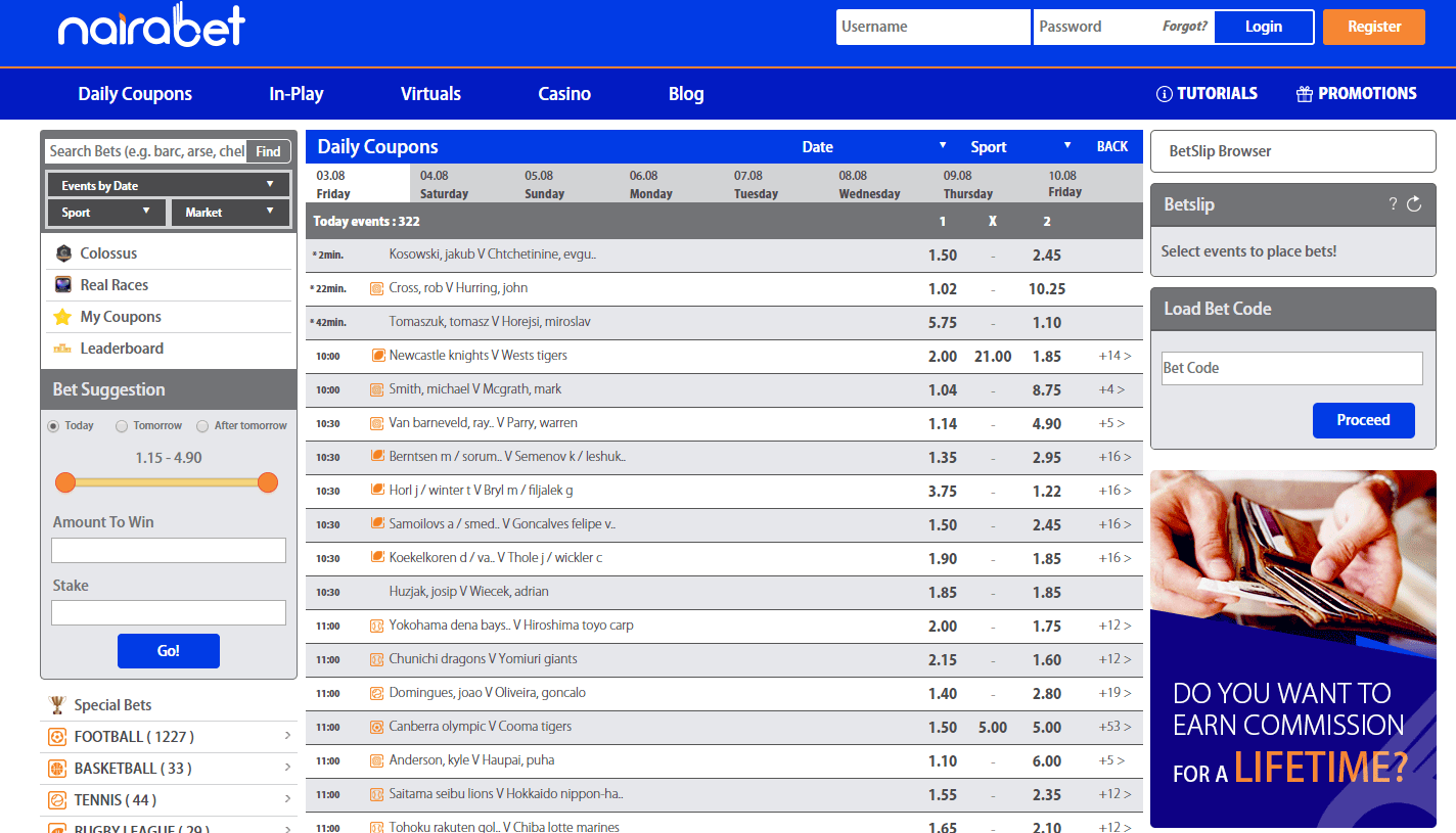 Types of bets you can place at Nairabet