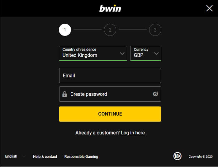 bwin Registration Form