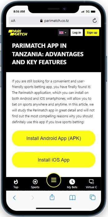 Parimatch App iOS