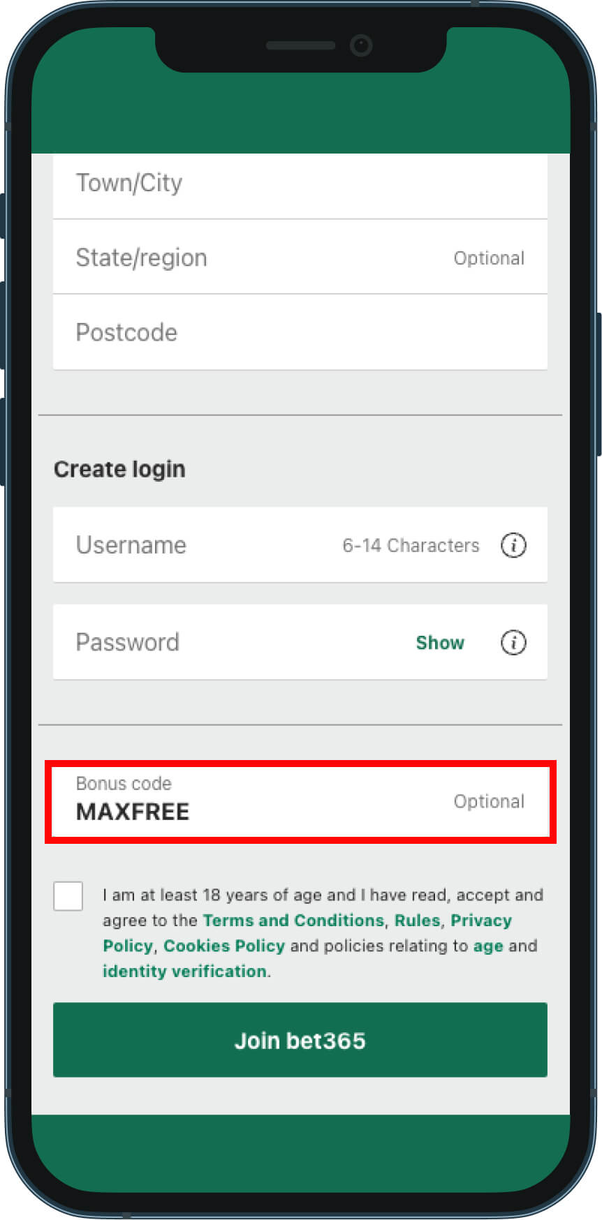 how to use the bet365 bonus code on mobile